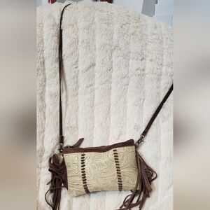 Brown and Cream Crossbody Bag